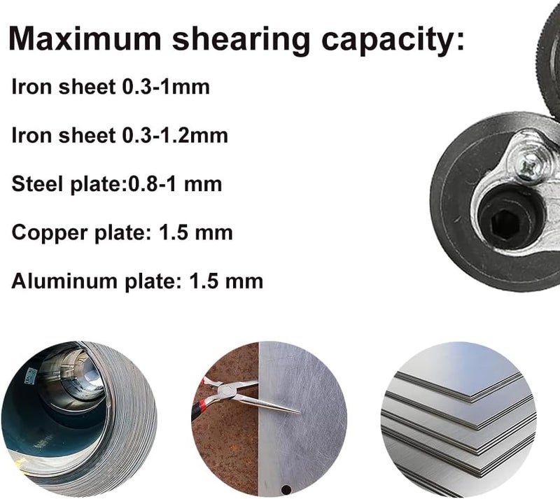 NORTOOLS Electric Drill Plate Cutter,Sheet Metal Cutter Drill Attachment,Metal Nibbler Refitting Plate Shears for Cutting Iron, Steel,Copper, Aluminum - Image 5